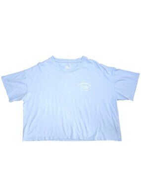 Aerie Womens Graphic T Shirt Large Blue Ive Been Mostly Good This Year Cotton.